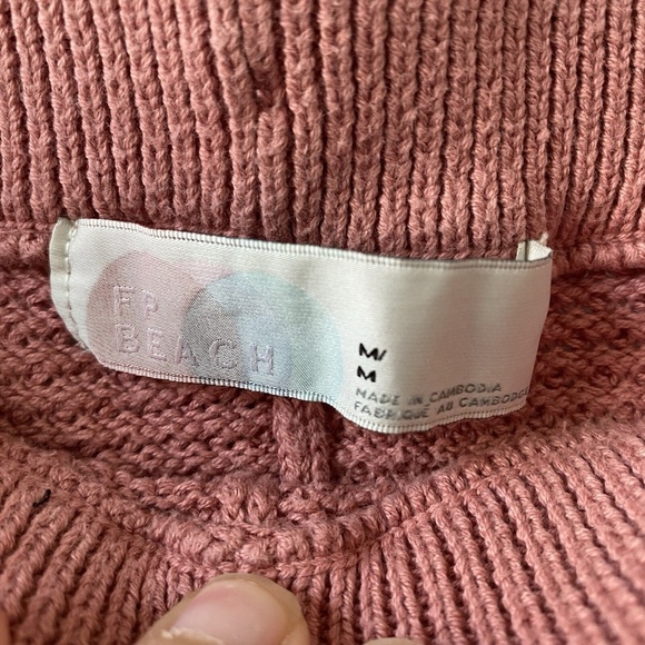 Free People Beach Hailee Sweater Bottoms Pink Coral Wide Leg Knit size M - Picture 5 of 11